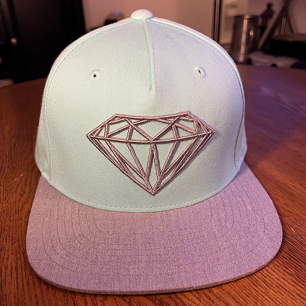 Diamond Light Blue and Grey Snapback Hat